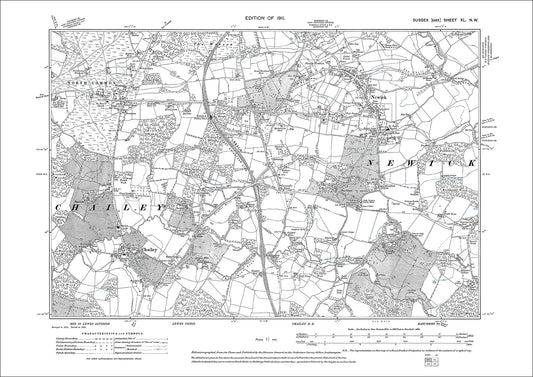 Chailey, North Chailey, Newick, old map Sussex 1911: 40NW