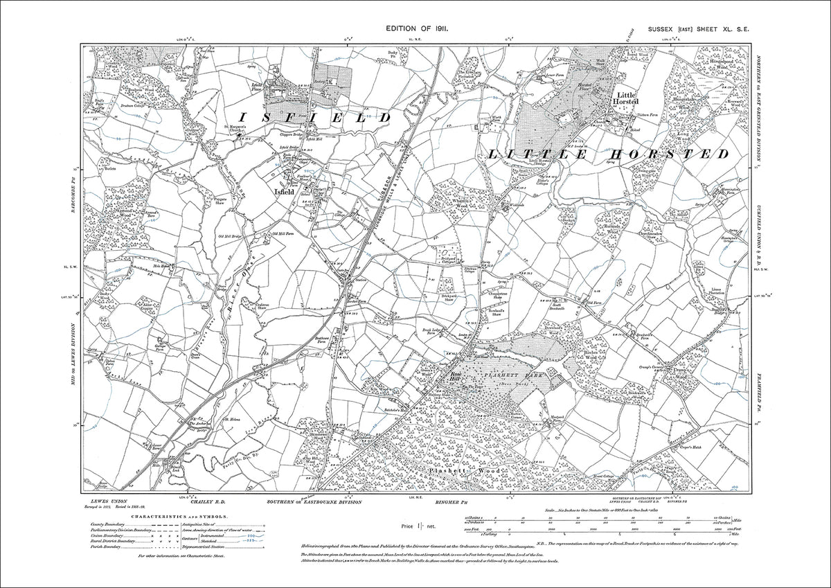 Isfield Map Isfield, Little Horsted, Rose Hill, old map Sussex 1911: 40SE – Old Map ...