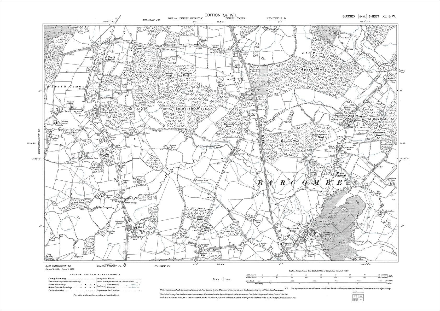 South Common, South Chailey, South Street, old map Sussex 1911: 40SW ...