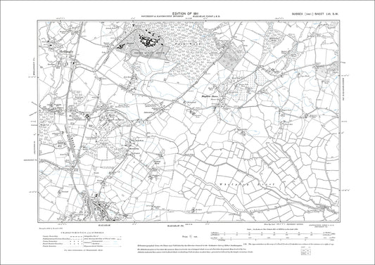 Hailsham (north), Hellingley, Mayham Down, old map Sussex 1911: 56SW