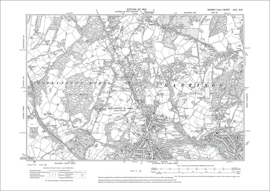 Hastings (northwest), Baldslow, old map Sussex 1910: 58SW
