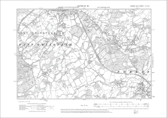 Forest Row (northwest), East Grinstead S, Ashurstwood, old map Sussex 1911: 5SW