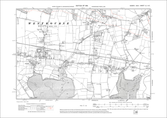 Southbourne, Prinsted, Nutbourne, Hambrook, old map Sussex 1914: 60NE