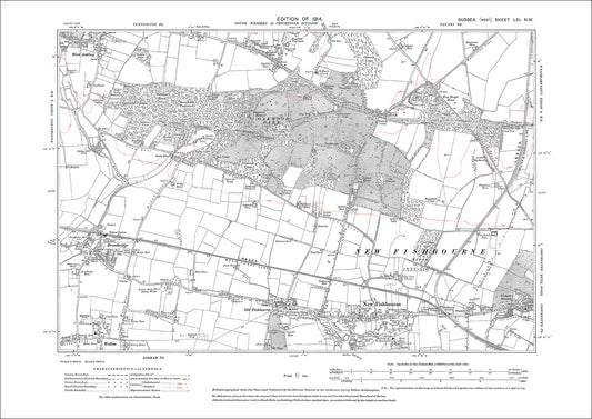 Fishbourne, Broadbridge, Walton, old map Sussex 1914: 61NW