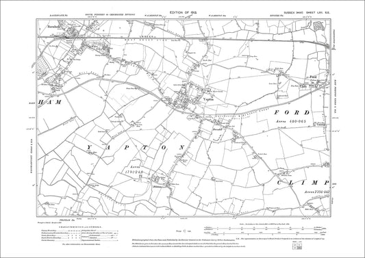 Yapton, Burnham, Ford, old map Sussex 1913: 62SE
