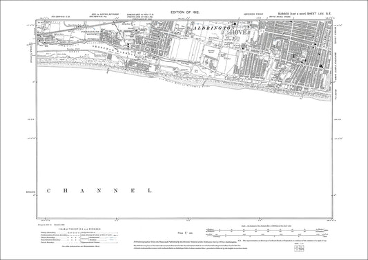 Hove (southwest), Shoreham Harbour, Fishergate, old map Sussex 1912: 65SE