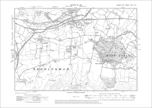 West Firle, Wick Street, old map Sussex 1911: 67NE
