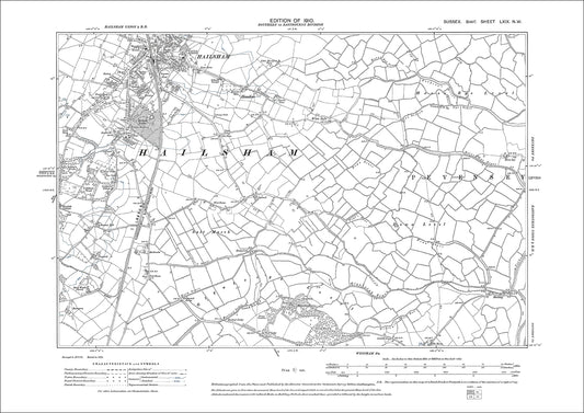 Hailsham (south), old map Sussex 1910: 69NW