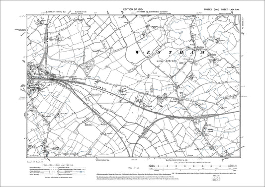 Polegate (east), Hankham, Friday Street, Lower Willingdon, old map Sussex 1910: 69SW