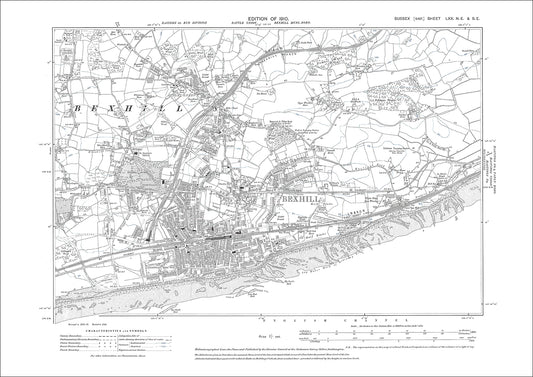 Bexhill, old map Sussex 1910: 70NE-SE