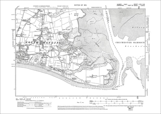 South Hayling, old map Sussex 1913: 72NW