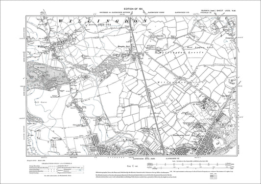 Eastbourne (north), Willingdon, Hampden Park, old map Sussex 1911: 80NW