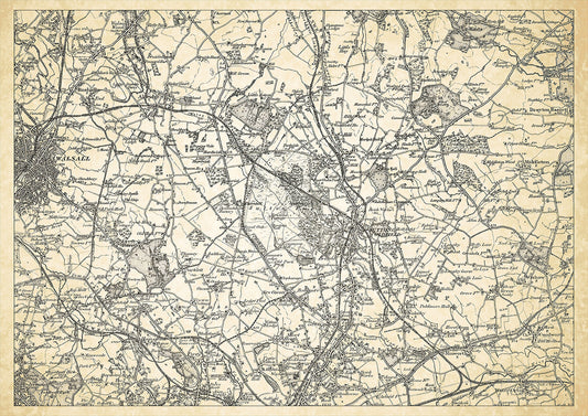 Sutton Coldfield in 1898, showing the town and the surrounding area