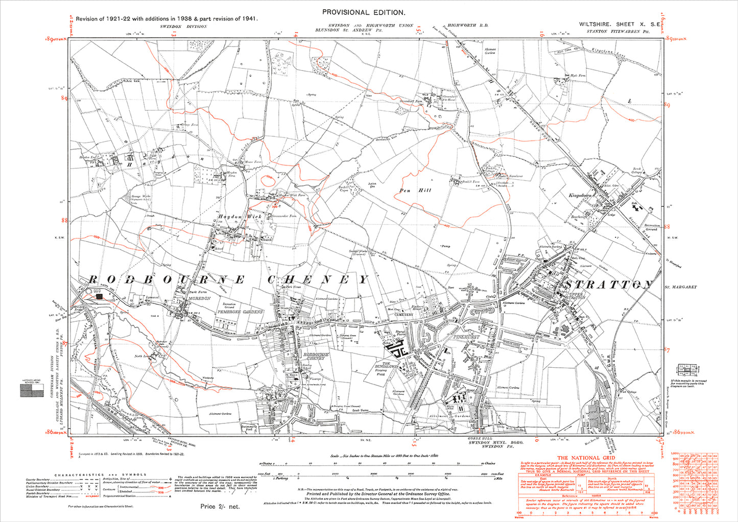 Swindon (north), Pinehurst, Rodbourne Cheney, old map Wiltshire 1938: 10SE