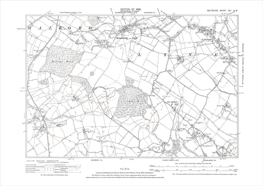 Lyneham, Bradenstoke cum Clack, Goatacre, old map Wiltshire 1925: 21NW