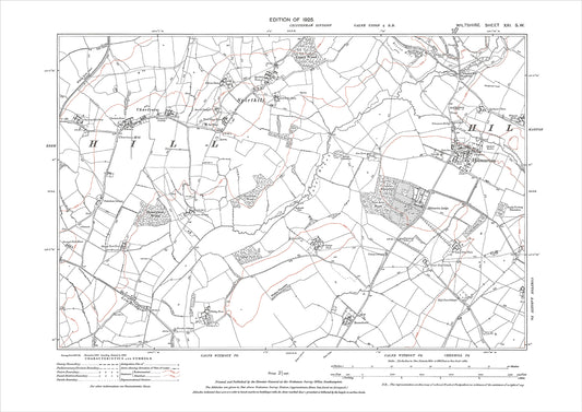 Hilmarton, Spirthill, Charlcote, old map Wiltshire 1925: 21SW