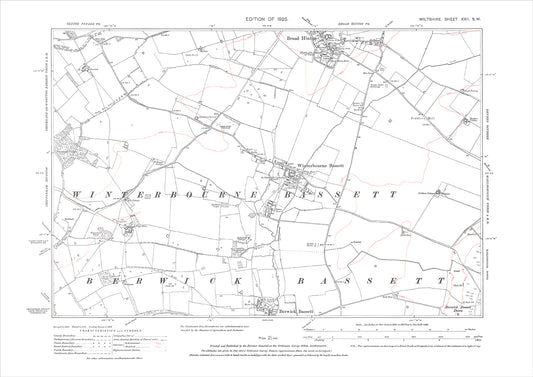 Winterbourne and Berwick Bassett, Broad Hinton (south), old map Wilts 1925: 22SW