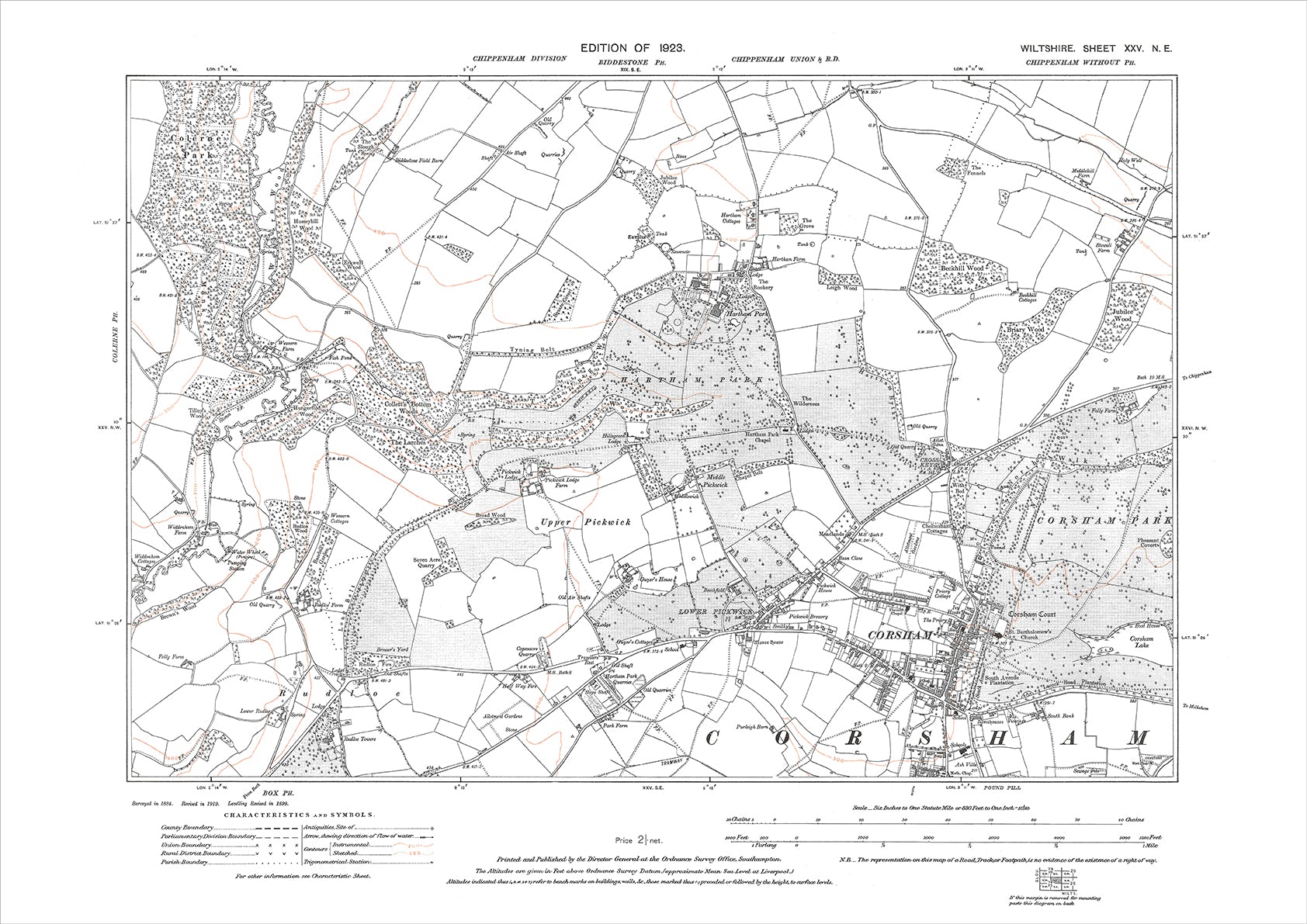 Corsham, Pickwick, old map Wiltshire 1925: 25NE – Old Map Downloads