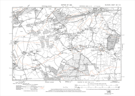 Corsham (south), Moor Grenn, Westwells, Neston, The Ridge, old map Wilts 1923: 25SE