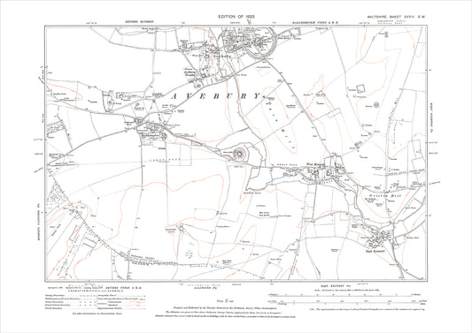 Avebury, Beckhampton, Kennett (West and East), old map Wiltshire 1925: 28SW