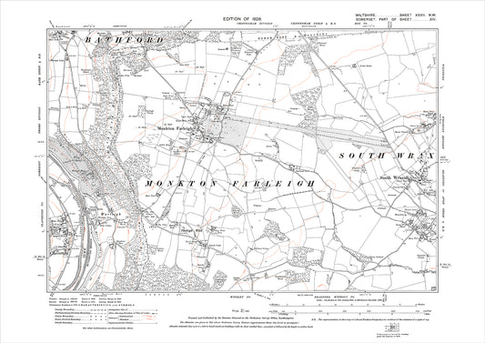 Claverton, Monkton Farleigh, South Wraxall, old map Wiltshire 1926: 32NW