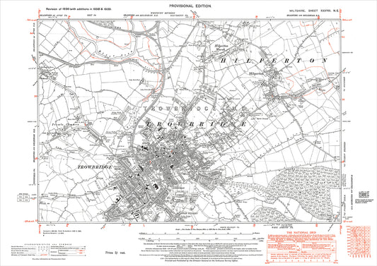 Trowbridge, Hilperton, old map Wiltshire 1939: 38NE