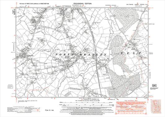 Trowbridge (south), Upper Studley, Southwick, old map Wiltshire 1938: 38SE