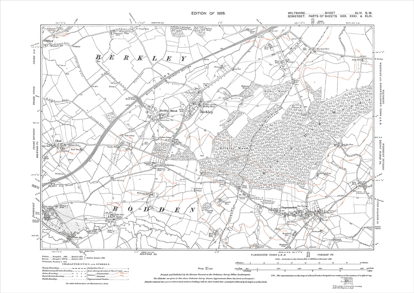 Chapmanslade, old map Wiltshire 1926: 44SW