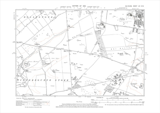 Stonehenge, Larkhill (southwest), old map Wiltshire 1926: 54SW