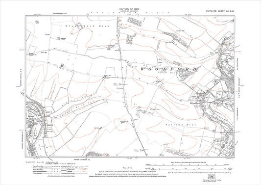 Great Wishford (east), Woodford, old map Wiltshire 1926: 60SW