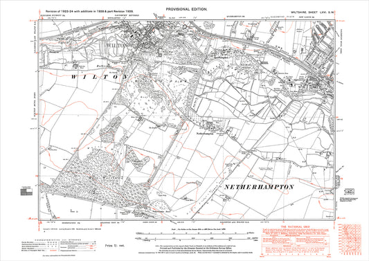 Wilton, Netherhampton, Quidhampton, Bemerton, old map Wilts 1938: 66SW