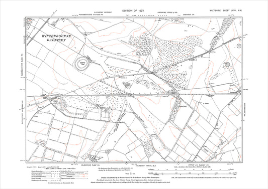 Figsbury Ring, old map Wiltshire 1927: 67NW