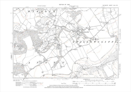 Ansty, Swallowcliffe, old map Wiltshire 1926: 69NE