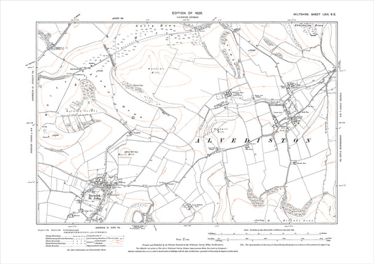 Alvediston, Berwick St John, old map Wiltshire 1926: 69SE