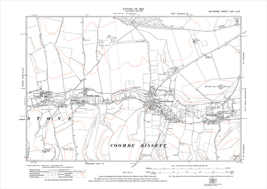 Coombe Bissett, Homington, Stratford Tony, old map Wilts 1927: 71NW