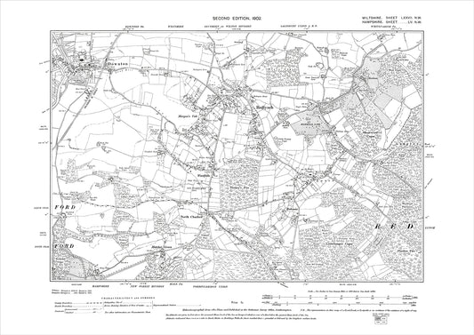 Downton (east), Redlynch, Morgan's Vale, old map Wiltshire 1902: 77NW