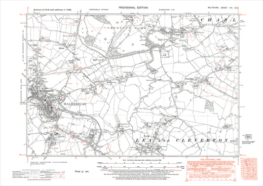 Malmesbury, Lea, Garsden, Charlton, Milbourne, old map Wiltshire 1924: 8SE