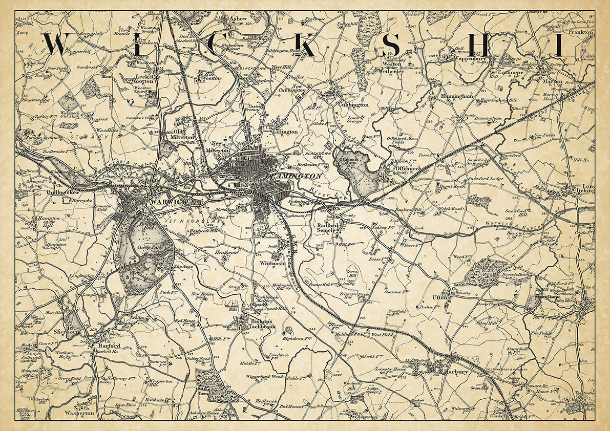 Warwick in 1898, showing the town and the surrounding area