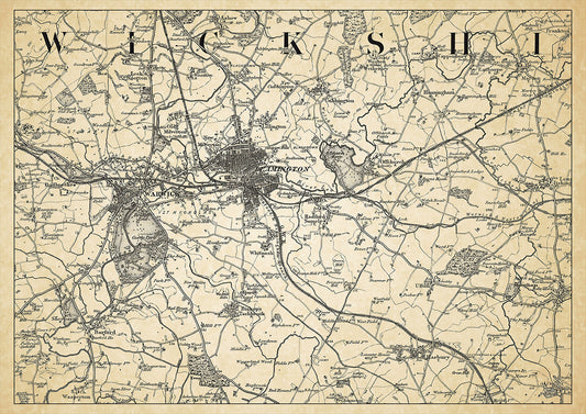 Warwick in 1898, showing the town and the surrounding area