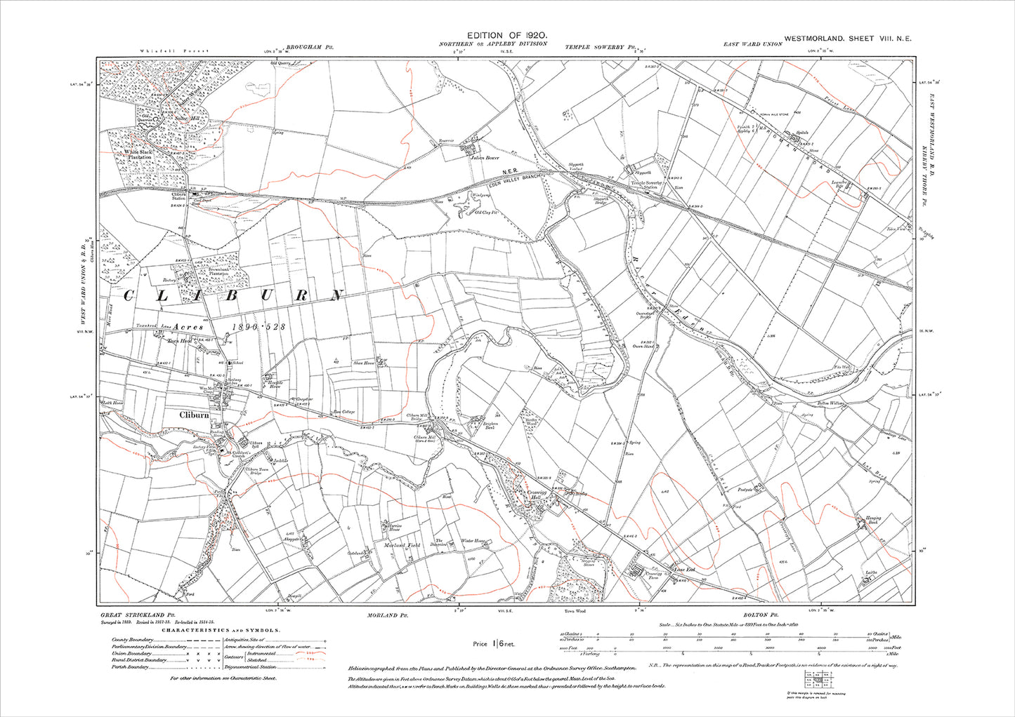 Cliburn, old map Westmoreland 1920: 8NE