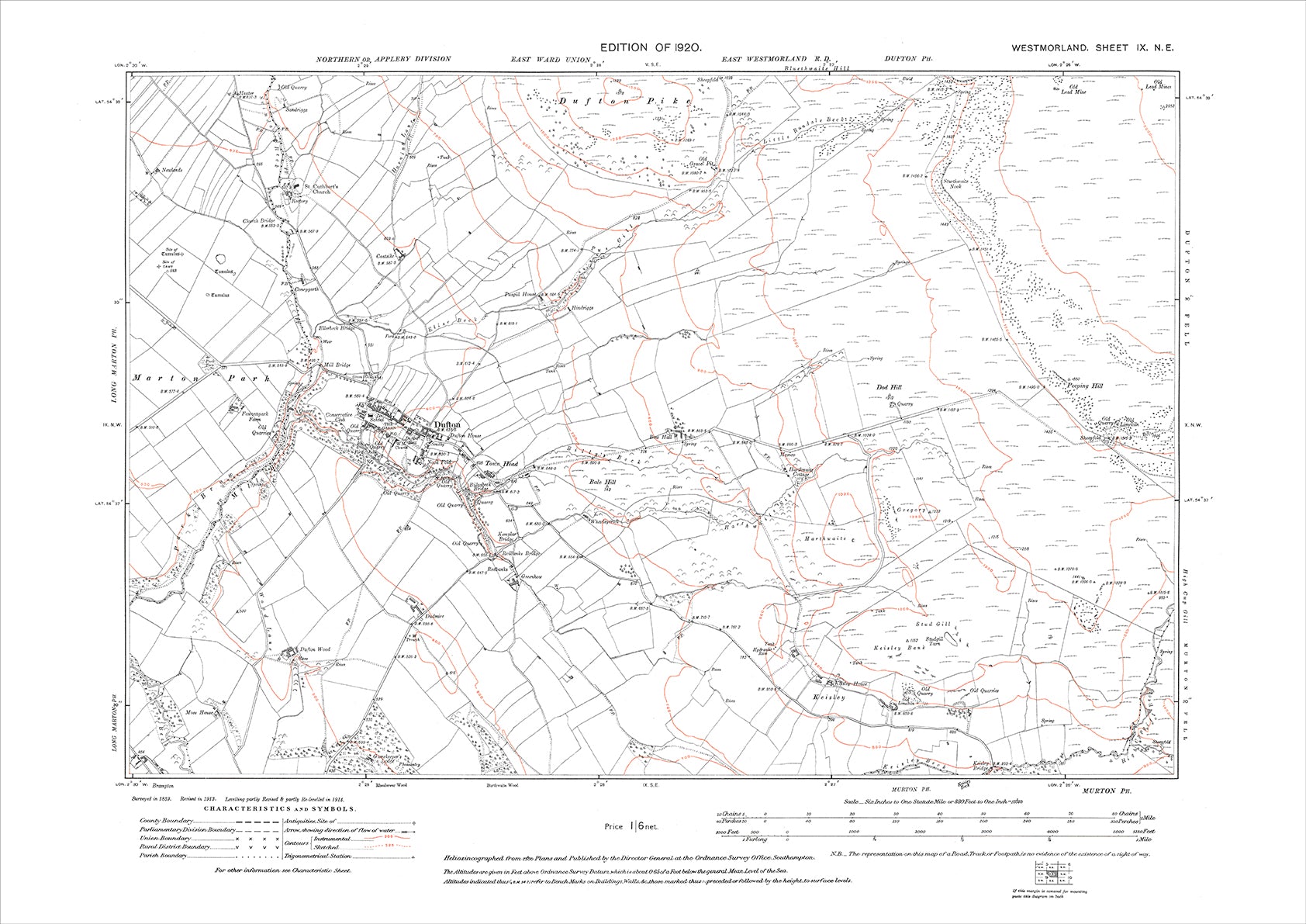Duffield Frith Map Dufton, old map Westmoreland 1920: 9NE – Old Map Downloads