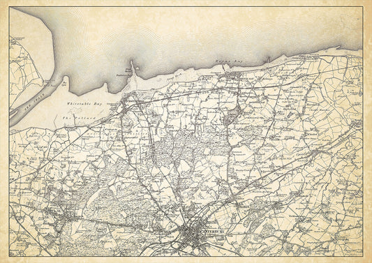 Whitstable in 1898, showing the town and the surrounding area