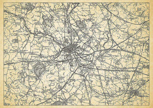 Wigan in 1898, showing the town and the surrounding area