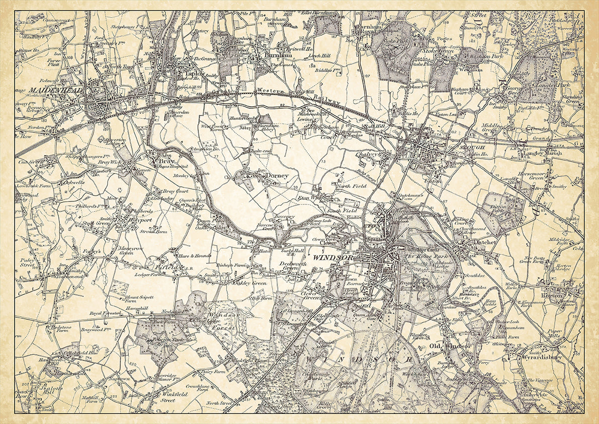 Windsor in 1898, showing the town and the surrounding area