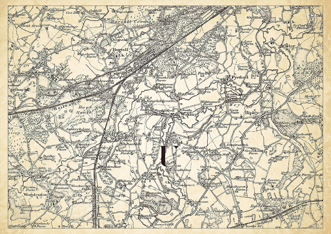 Woking in 1898, showing the town and the surrounding area – Old Map ...