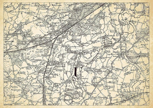 Woking in 1898, showing the town and the surrounding area