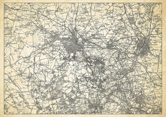 Wolverhampton in 1898, showing the town and the surrounding area