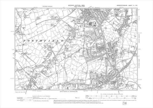Bourneville, Selly oak, Lifford, old map Worcestershire 1905: 10NE