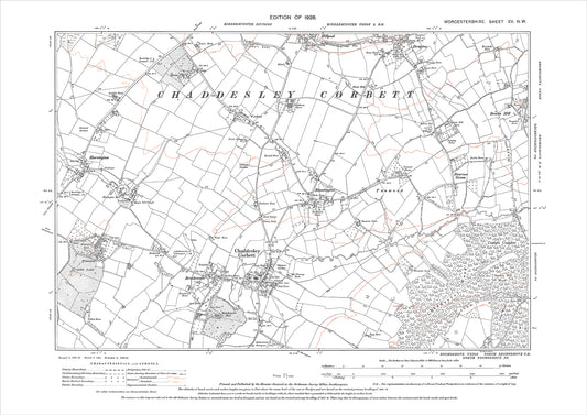 Chaddesley Corbett, Bluntington, Drayton, Harvington, old map Worcestershire 1928: 15NW