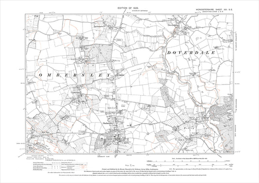 Ombersley, Doverdale, Uphampton, Hadley, Holt Fleet, old map Worcestershire 1929: 21SE